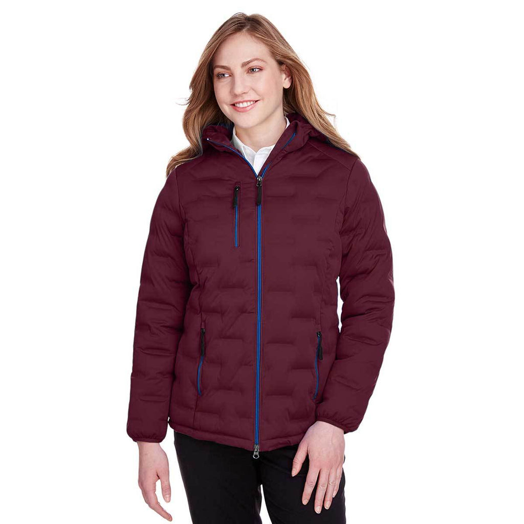 North End Women's Burgundy/Olympic Blue Loft Puffer Jacket