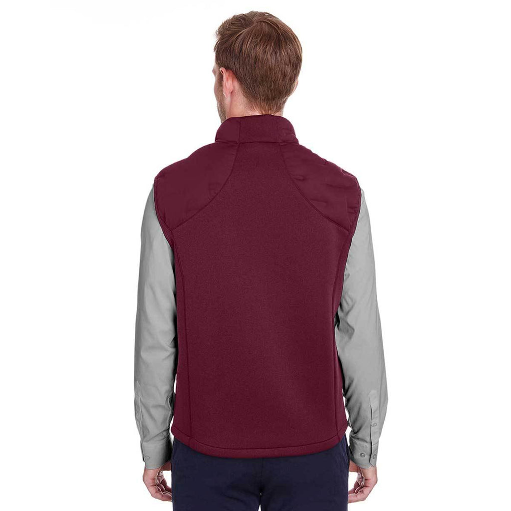 North End Men's Burgundy/Burgundy Heather/Olympic Blue Pioneer Hybrid Vest