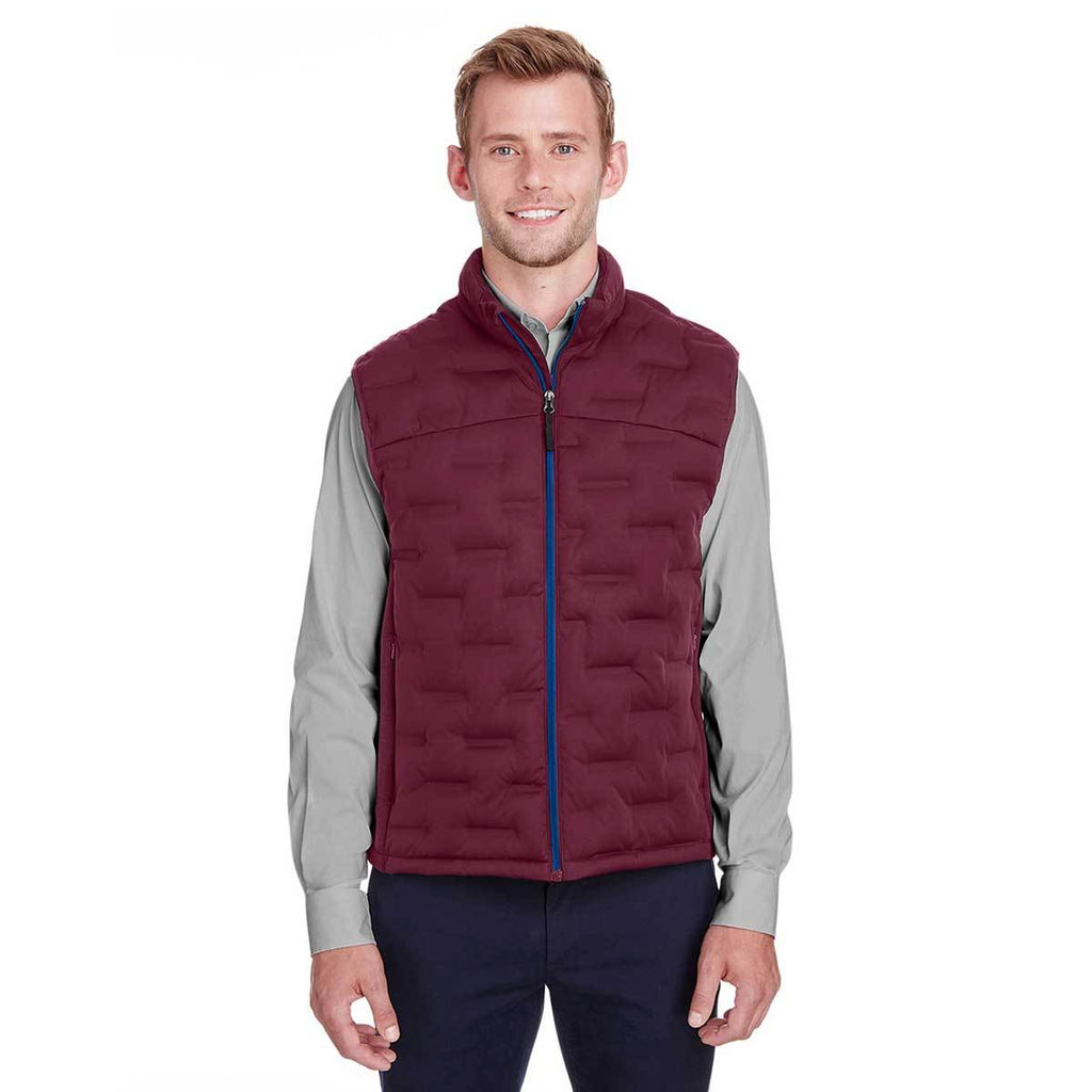 North End Men's Burgundy/Burgundy Heather/Olympic Blue Pioneer Hybrid Vest