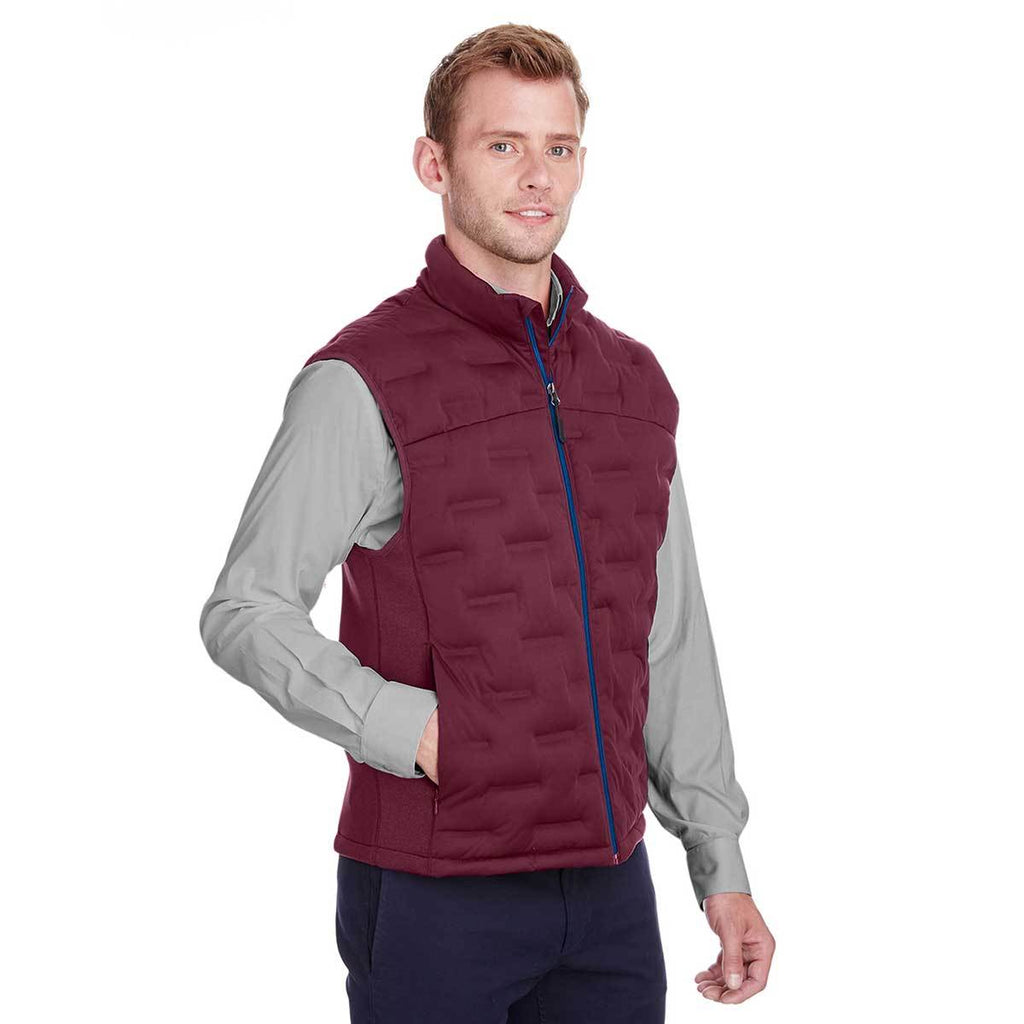 North End Men's Burgundy/Burgundy Heather/Olympic Blue Pioneer Hybrid Vest