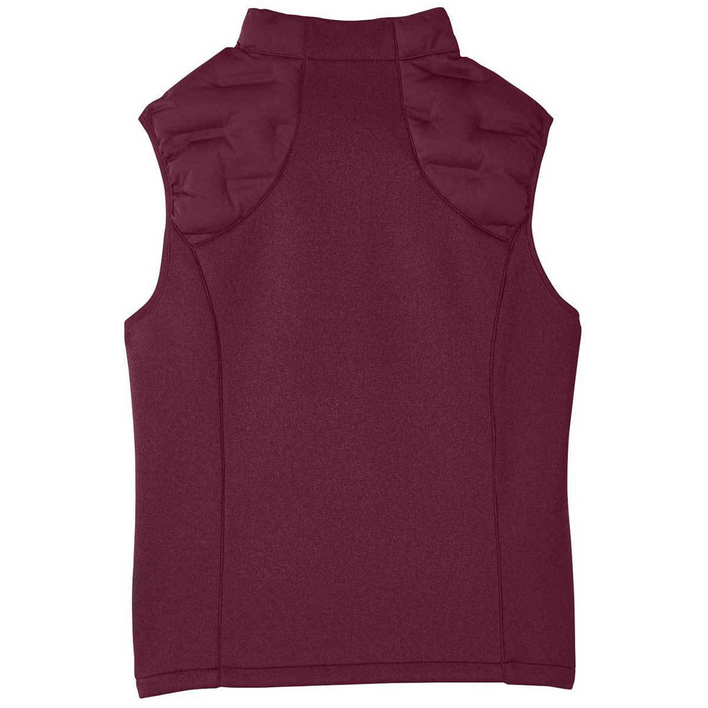 North End Women's Burgundy/Burgundy Heather/Olympic Blue Pioneer Hybrid Vest