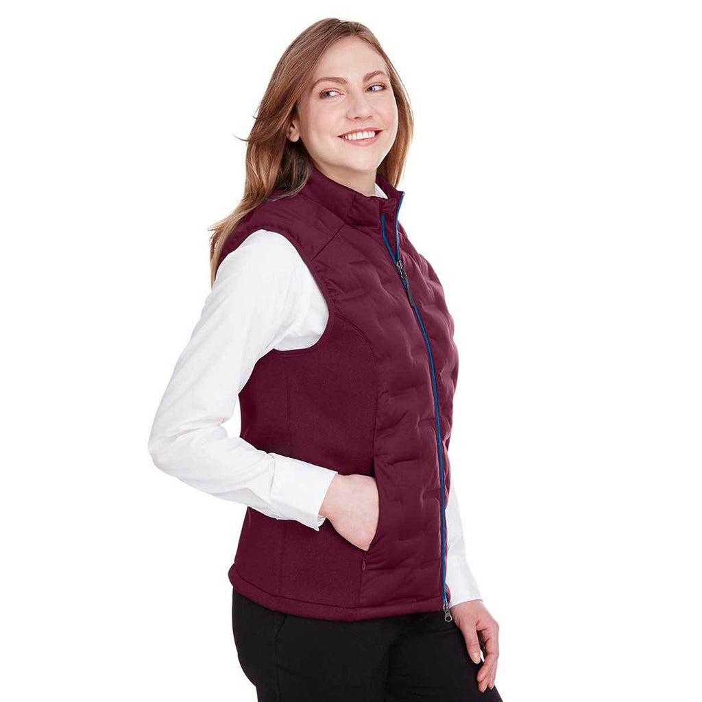 North End Women's Burgundy/Burgundy Heather/Olympic Blue Pioneer Hybrid Vest