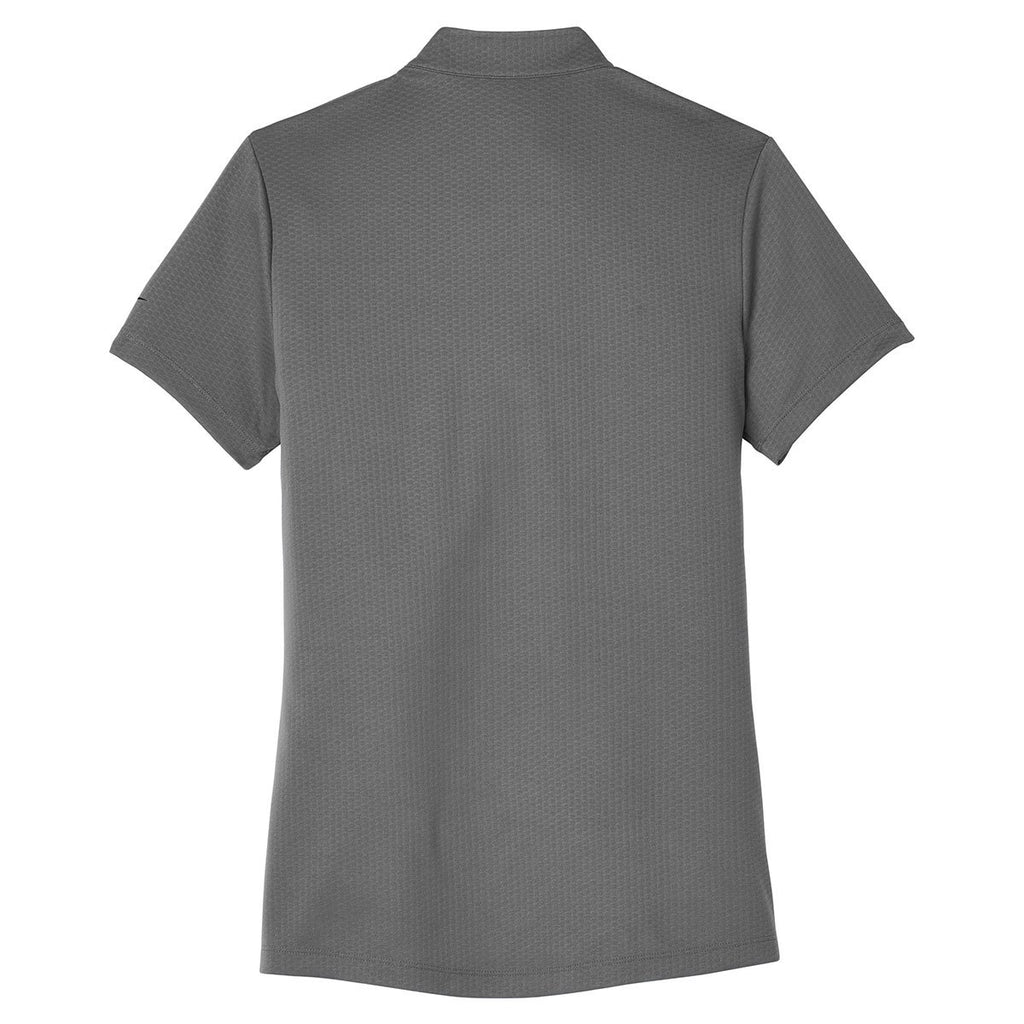 Nike Women's Dark Grey Dri-FIT Hex Textured V-Neck Top