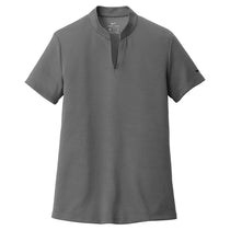 Nike Women's Dark Grey Dri-FIT Hex Textured V-Neck Top