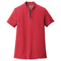 Nike Women's Gym Red Dri-FIT Hex Textured V-Neck Top