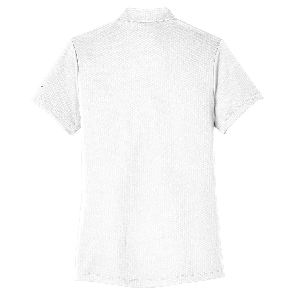 Nike Women's White Dri-FIT Hex Textured V-Neck Top