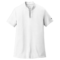 Nike Women's White Dri-FIT Hex Textured V-Neck Top