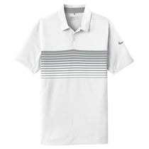 Nike Men's White/Cool Grey Dri-FIT Chest Stripe Polo