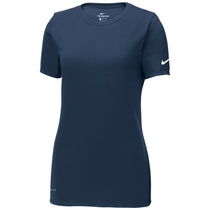 Nike Women's College Navy Dri-FIT Cotton/Poly Scoop Neck Tee