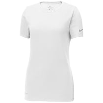 Nike Women's White Dri-FIT Cotton/Poly Scoop Neck Tee