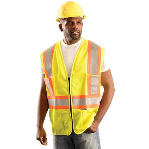 OccuNomix Men's Yellow High Visibility Premium Mesh Two-Tone Safety Vest