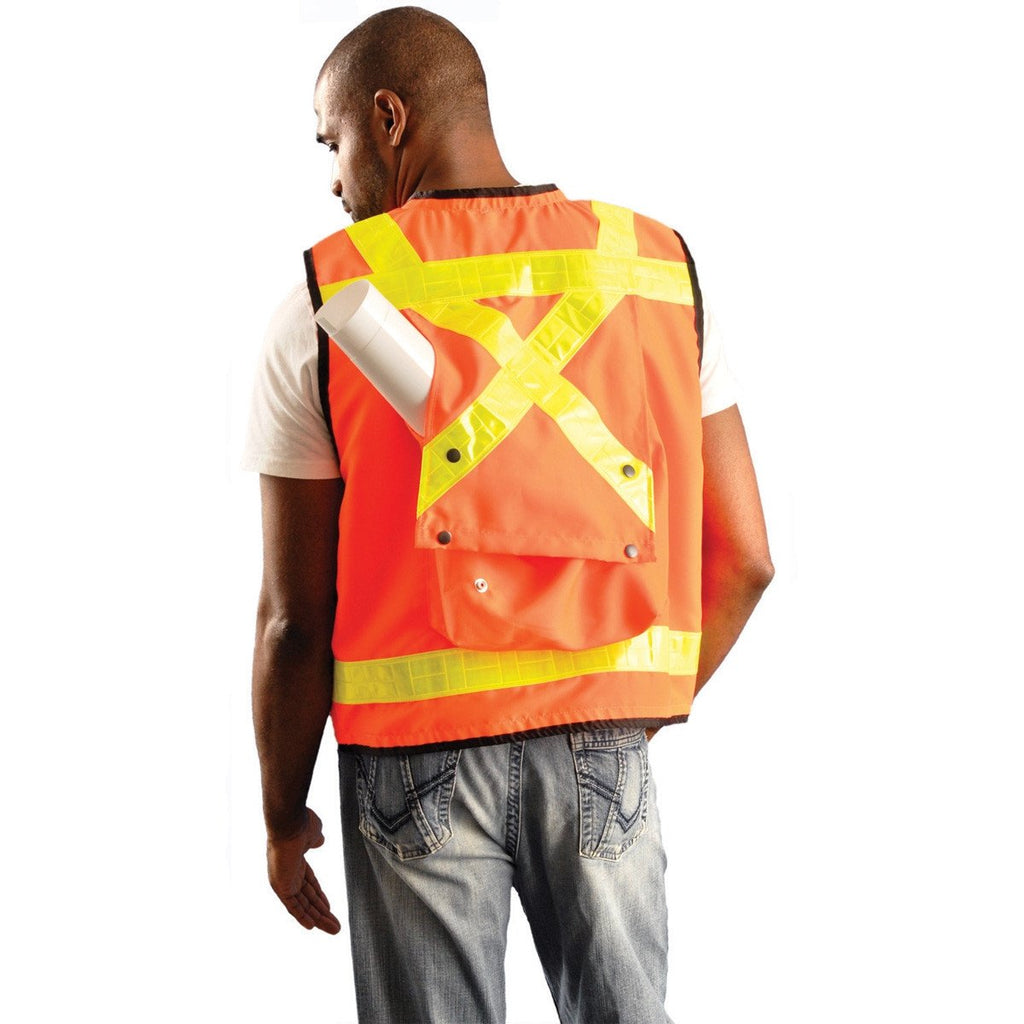 OccuNomix Men's Orange High Visibility Premium Solid Pro-Style Surveyor Vest