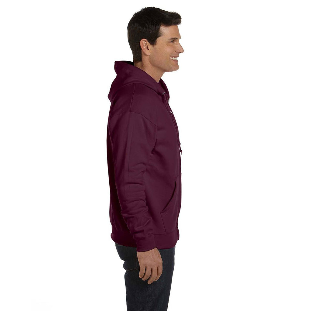 Hanes Men's Maroon 7.8 oz. EcoSmart 50/50 Full-Zip Hood