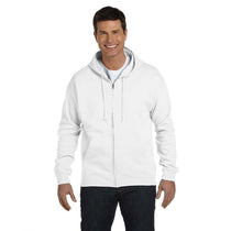 Hanes Men's White 7.8 oz. EcoSmart 50/50 Full-Zip Hood
