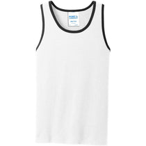 Port & Company Men's White/Jet Black Core Cotton Tank Top