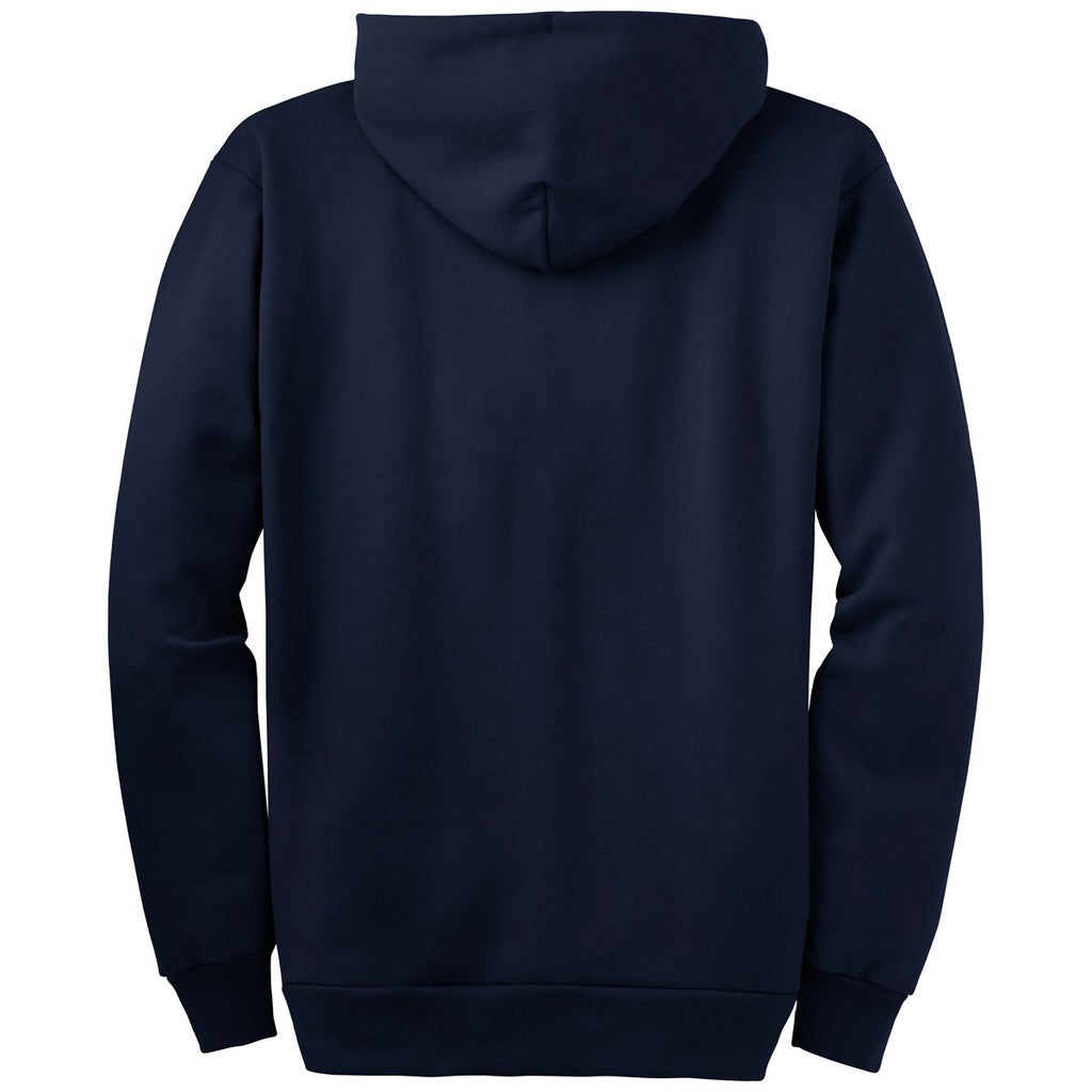 Port & Company Men's Navy Essential Fleece Full-Zip Hooded Sweatshirt