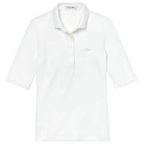 Lacoste Women's White Quarter Sleeve Slim Fit Stretch Mini Pique Polo Shirt