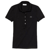 Lacoste Women's Black Slim Fit Stretch Mini Cotton Pique Polo