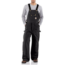 Carhartt Men's Black Quilt Lined Zip To Thigh Bib Overall