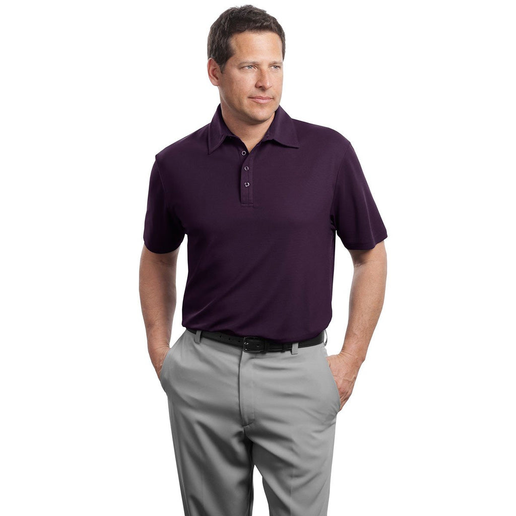 Red House Men's Bermuda Purple Contrast Stitch Performance Pique Polo