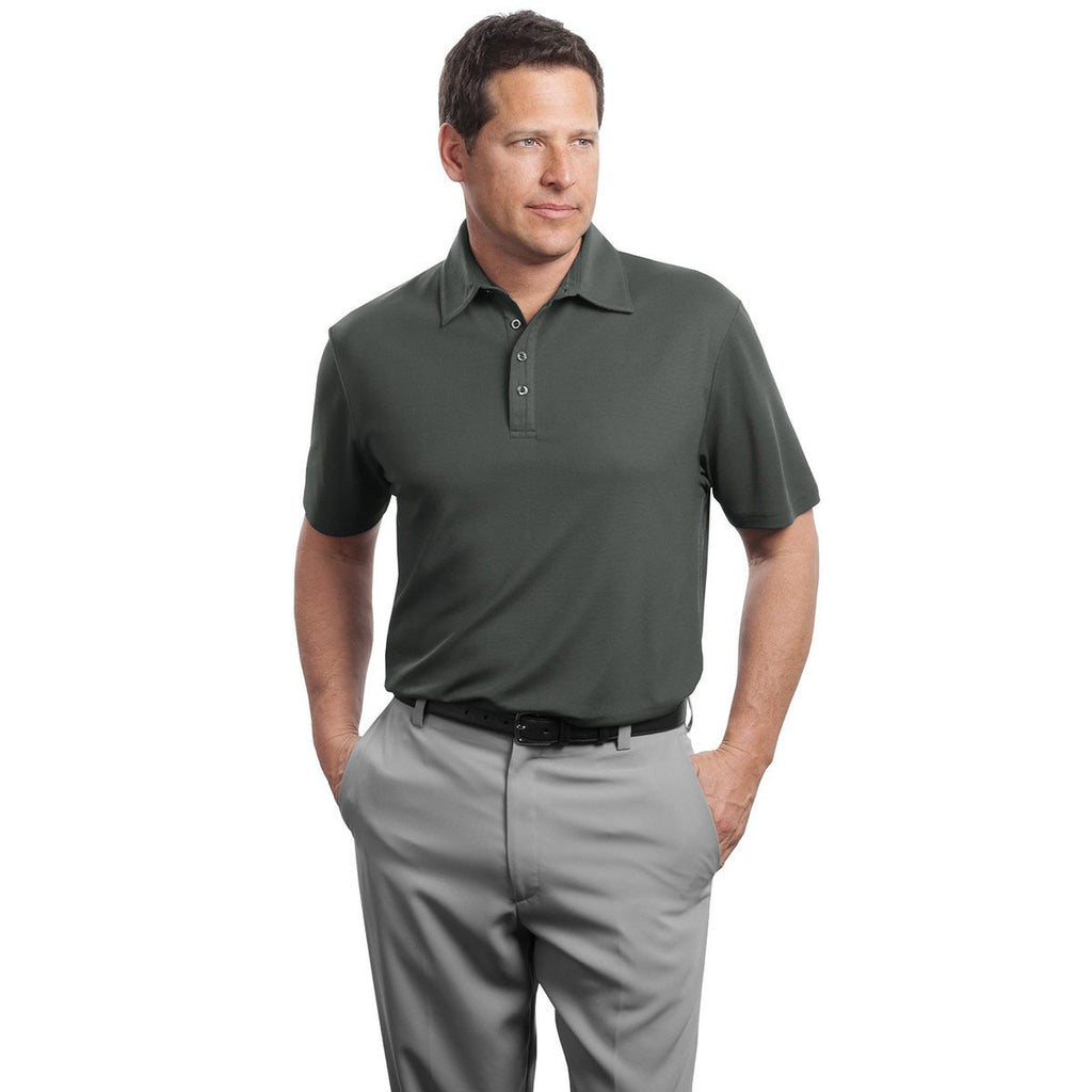 Red House Men's Clay Green Contrast Stitch Performance Pique Polo