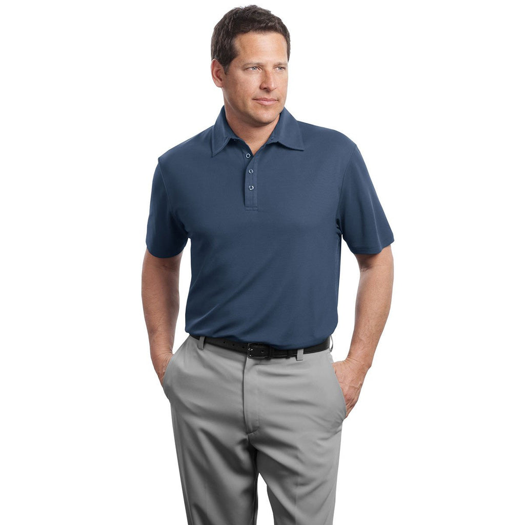 Red House Men's Insignia Blue Contrast Stitch Performance Pique Polo