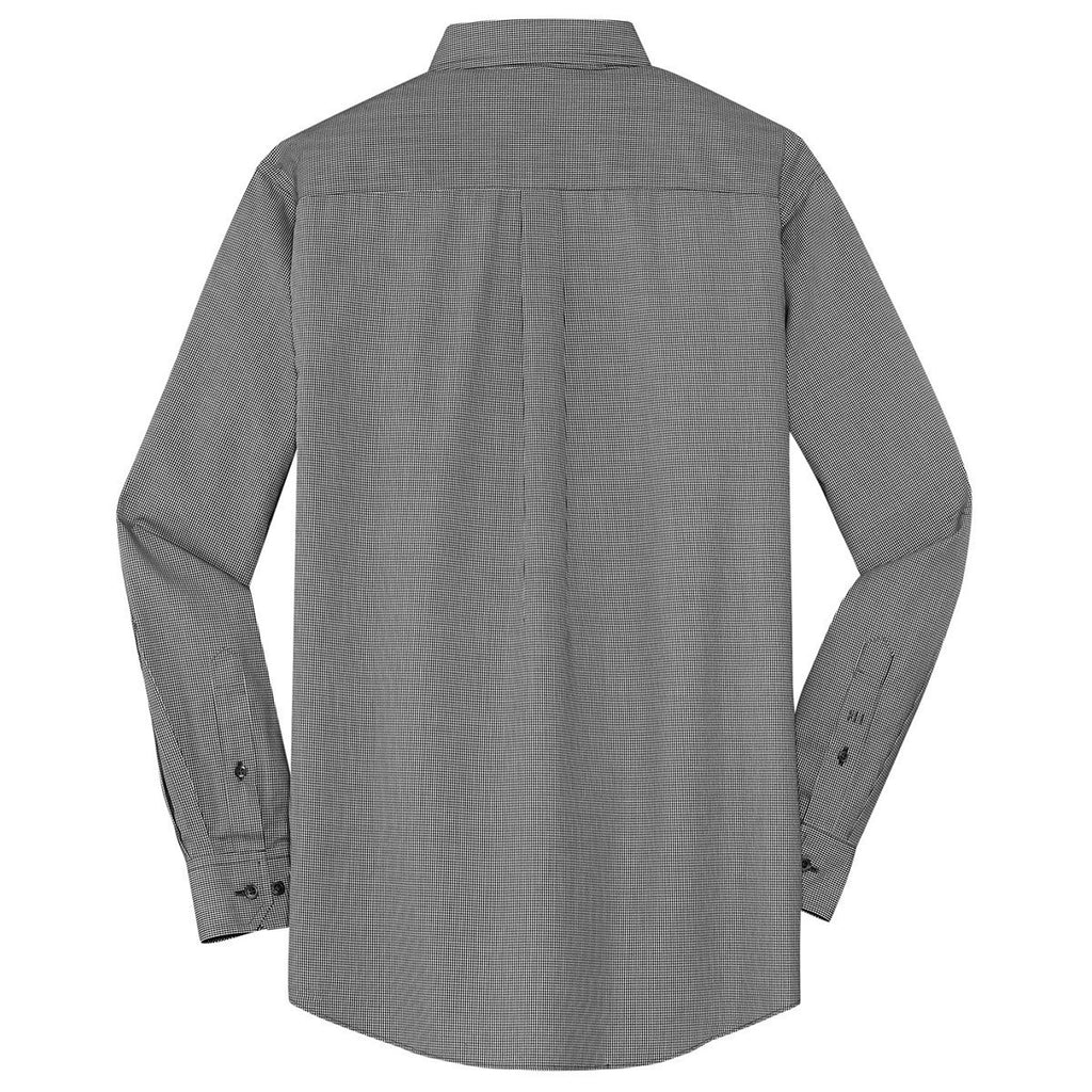 Red House Men's Black Mini-Check Non-Iron Button-Down Shirt