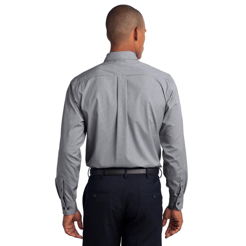 Red House Men's Black Mini-Check Non-Iron Button-Down Shirt