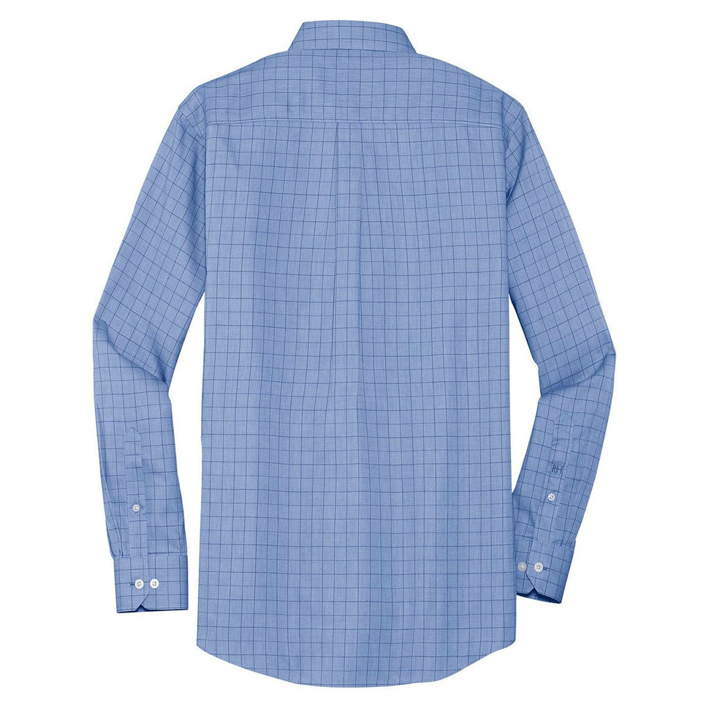 Red House Men's Blue Windowpane Plaid Non-Iron Shirt