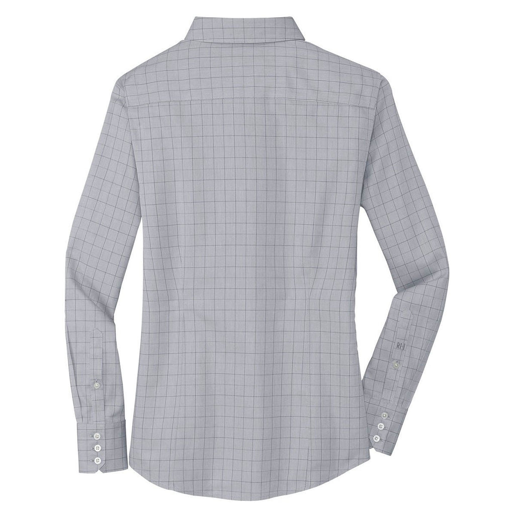 Red House Women's Dove Grey Windowpane Plaid Non-Iron Shirt