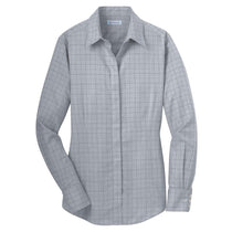 Red House Women's Dove Grey Windowpane Plaid Non-Iron Shirt