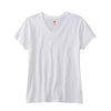 Hanes Women's White 4.5 oz. 100% Ringspun Cotton nano-T V-Neck T-Shirt