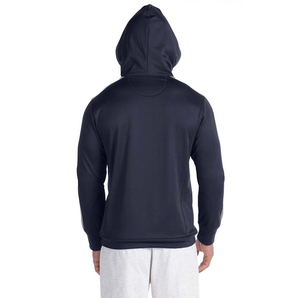 Champion Men's Navy/Stone Grey Performance 5.4-Ounce Colorblock Pullover Hood