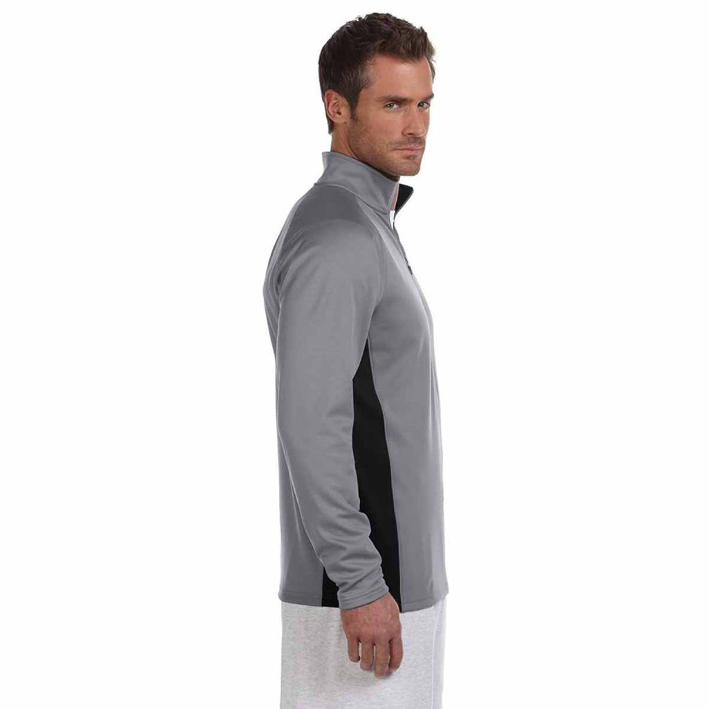 Champion Men's Stone Grey/Black Performance 5.4-Ounce Colorblock Quarter-Zip Jacket