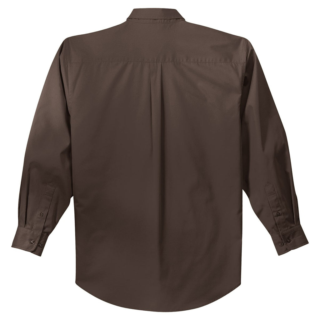 Port Authority Men's Coffee Bean/Light Stone Extended Size Long Sleeve Easy Care Shirt