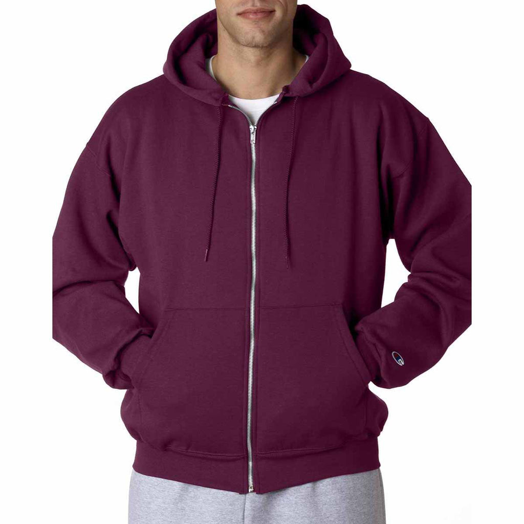 Champion Men's Maroon Eco 9-Ounce Full Zip Hood