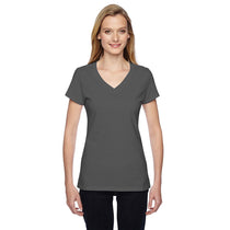 Fruit of the Loom Women's Charcoal Grey 4.7 oz. Sofspun Jersey Junior V-Neck T-Shirt