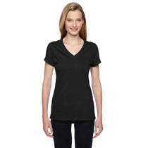 Fruit of the Loom Women's Black 4.7 oz. Sofspun Jersey Junior V-Neck T-Shirt