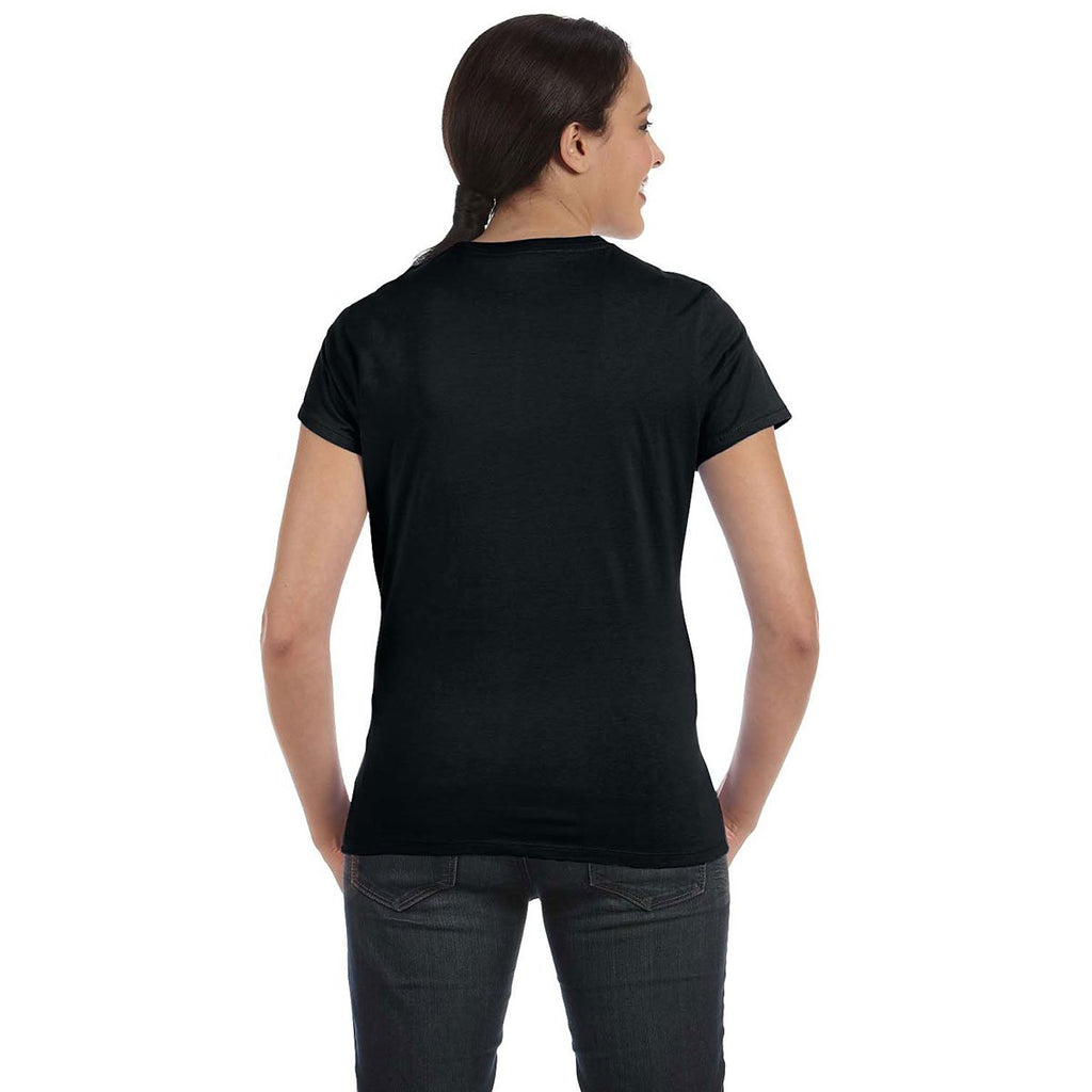 Hanes Women's Black 4.5 oz. 100% Ringspun Cotton nano-T T-Shirt