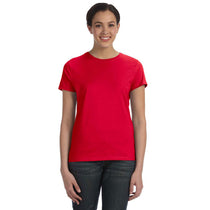 Hanes Women's Deep Red 4.5 oz. 100% Ringspun Cotton nano-T T-Shirt