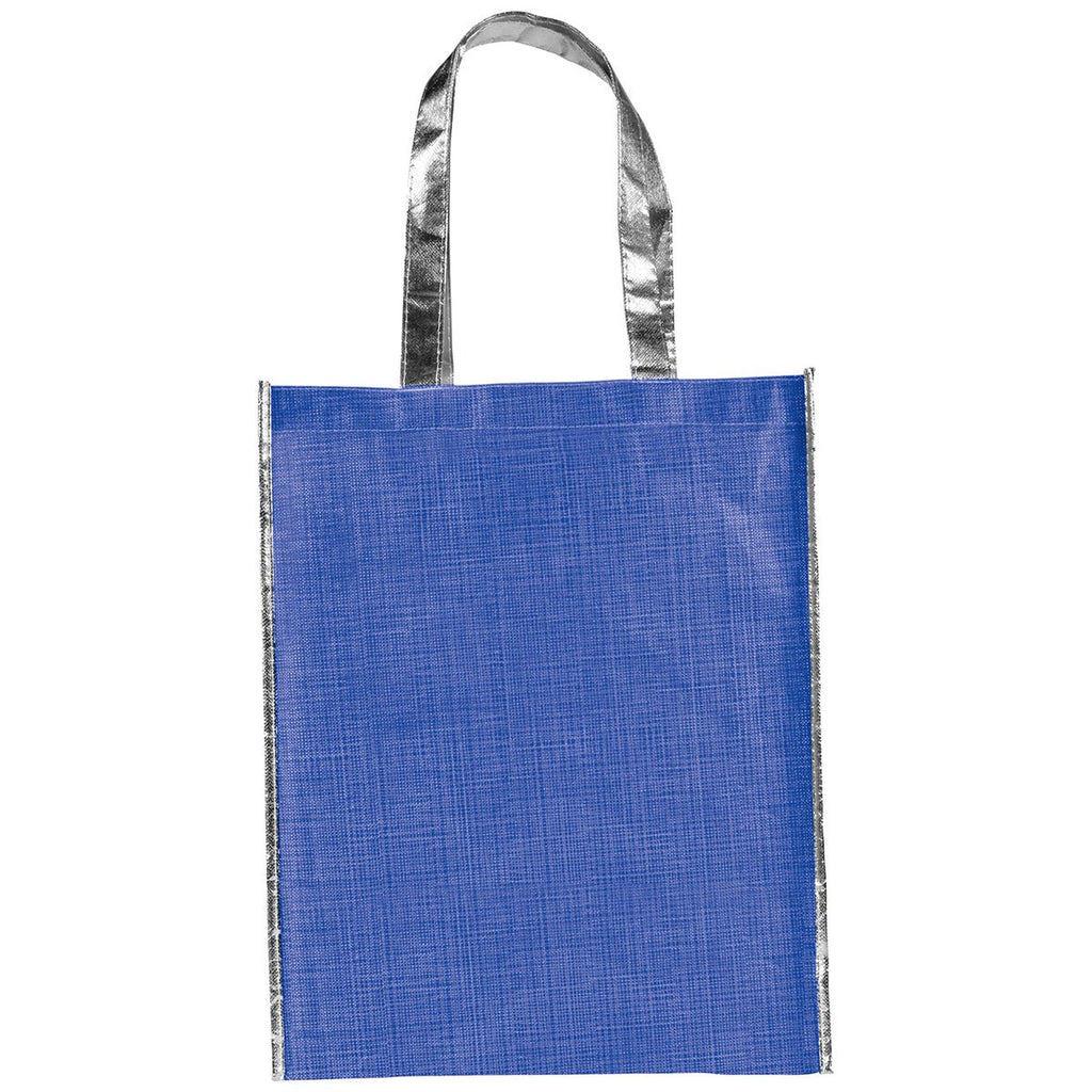 Bullet Blue/Silver Crossweave Non-Woven Tote