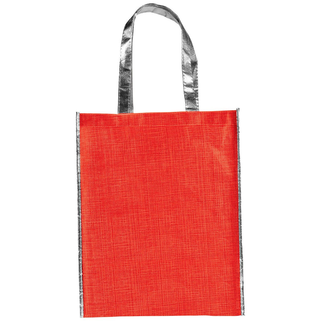 Bullet Red/Silver Crossweave Non-Woven Tote