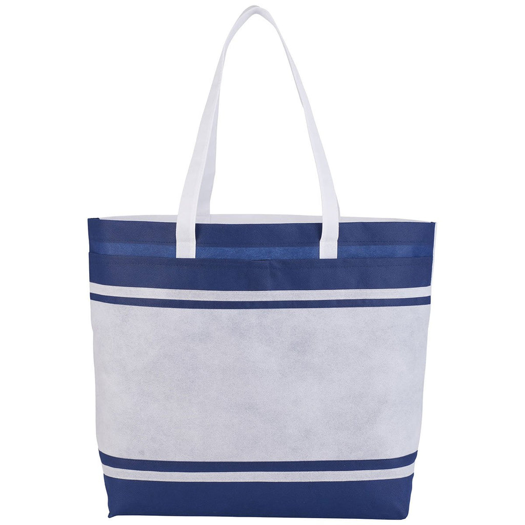 Bullet Navy Blue Stripes Non-Woven Tote
