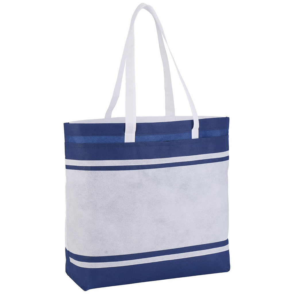 Bullet Navy Blue Stripes Non-Woven Tote