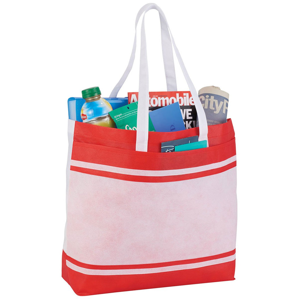 Bullet Red Stripes Non-Woven Tote