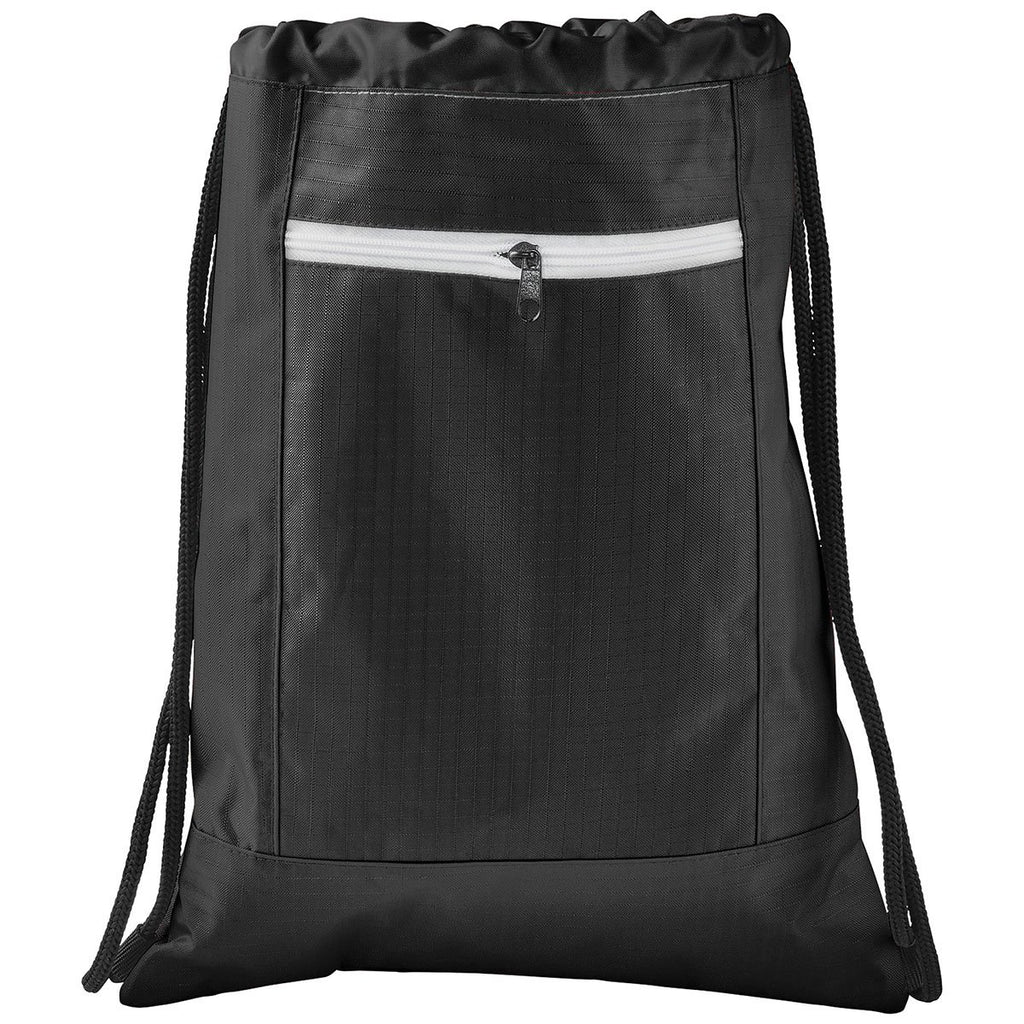 Bullet Black Zippered Ripstop Drawstring Bag