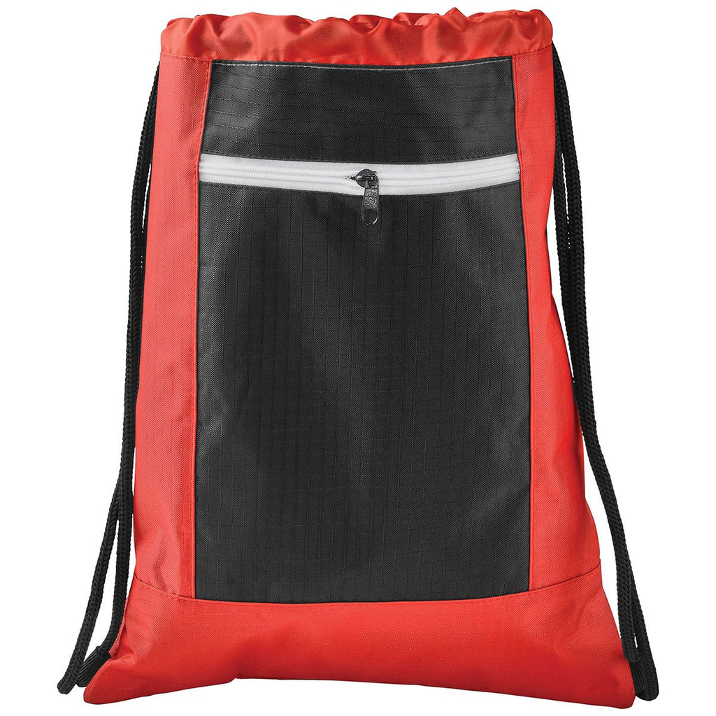 Bullet Red Zippered Ripstop Drawstring Bag