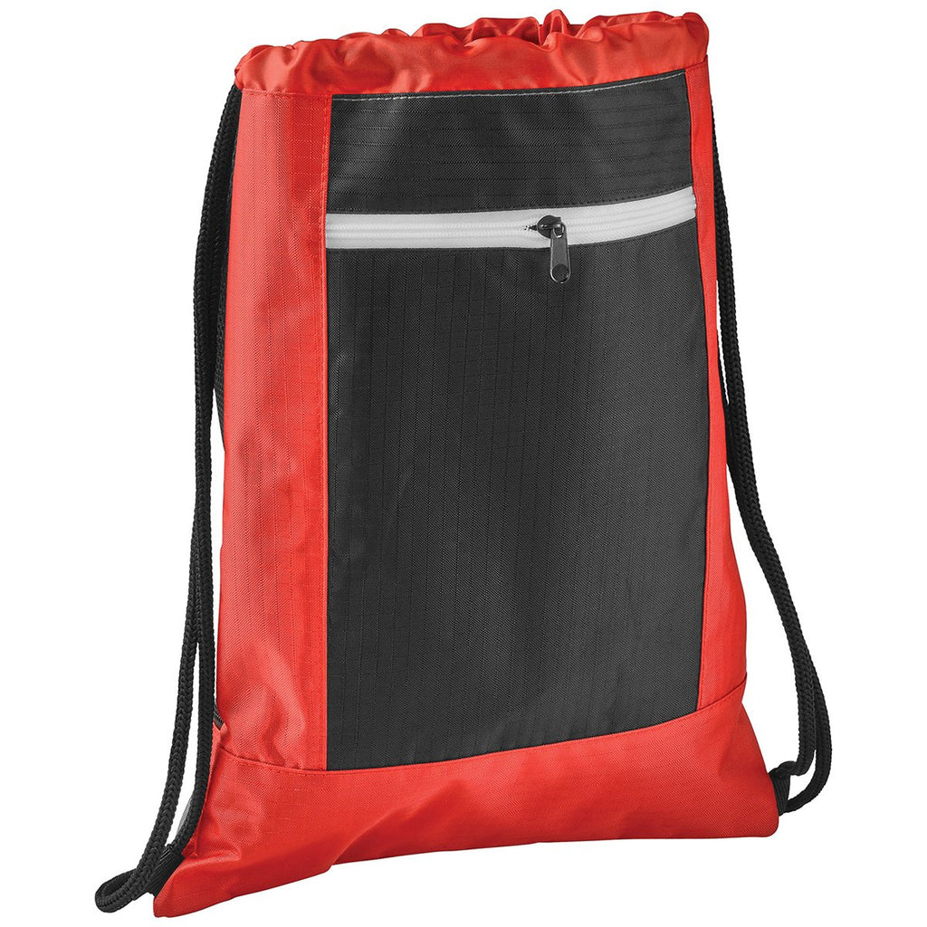 Bullet Red Zippered Ripstop Drawstring Bag