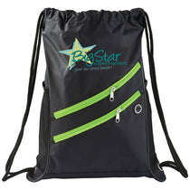 Bullet Lime Green Two Zipper Deluxe Drawstring Bag