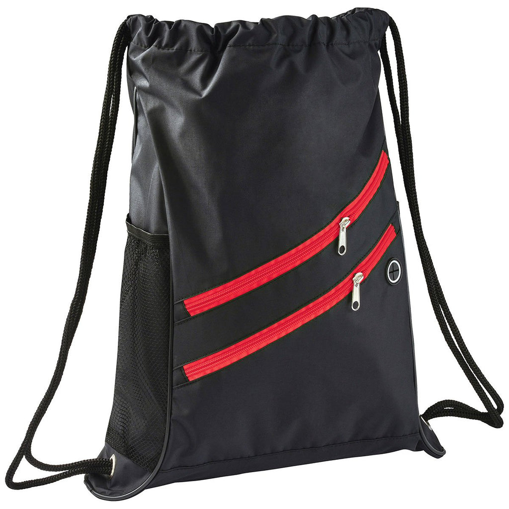 Bullet Red Two Zipper Deluxe Drawstring Bag